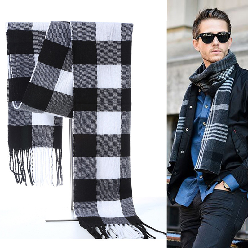 Muffler Men Wool - Mùa Đông Nam Khăn Kẻ Sọc