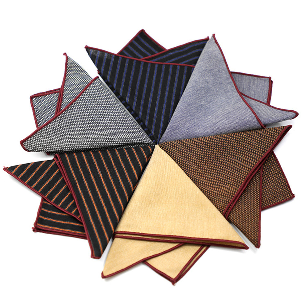 Solid Striped Brown Pocket Squ - đánh giá và giá Handkerchief Cotton Men