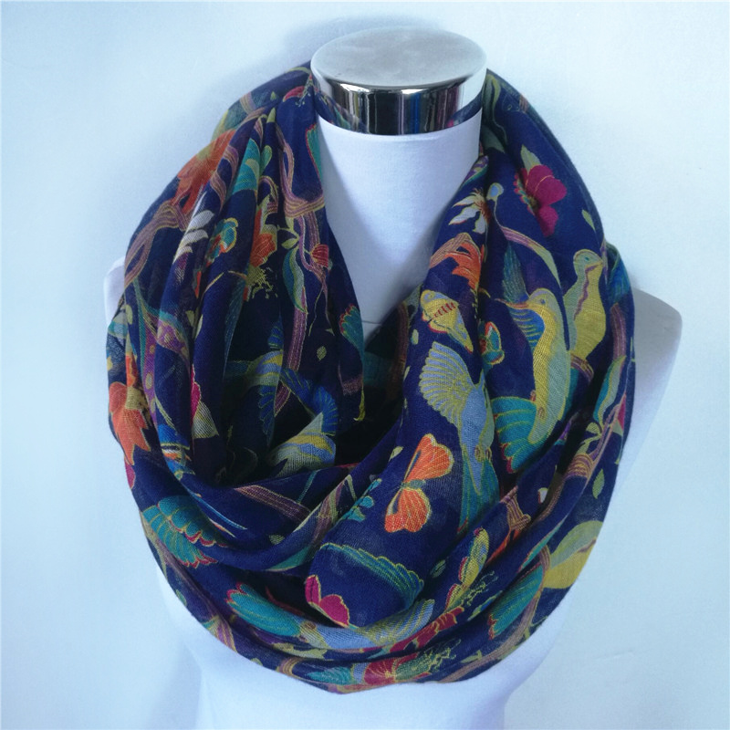 Mới Srok In Hình Chim Viscose  - đánh giá và giá Infinity Scarf Knit