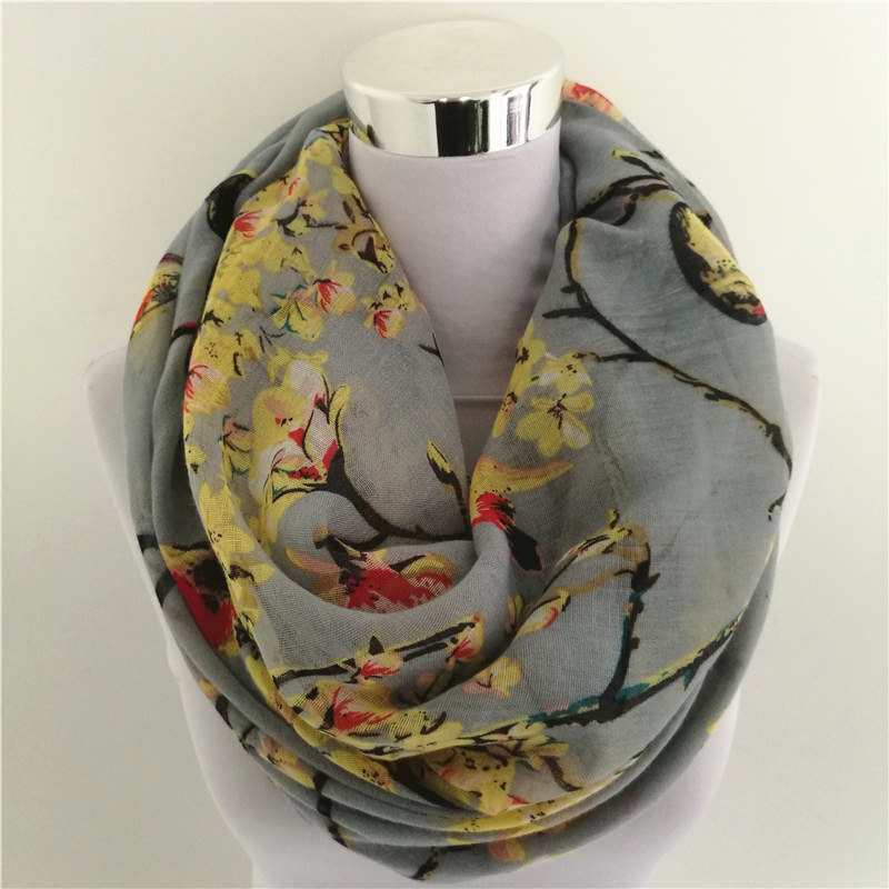 Mới Srok In Hình Chim Viscose  - đánh giá và giá Infinity Scarf Knit
