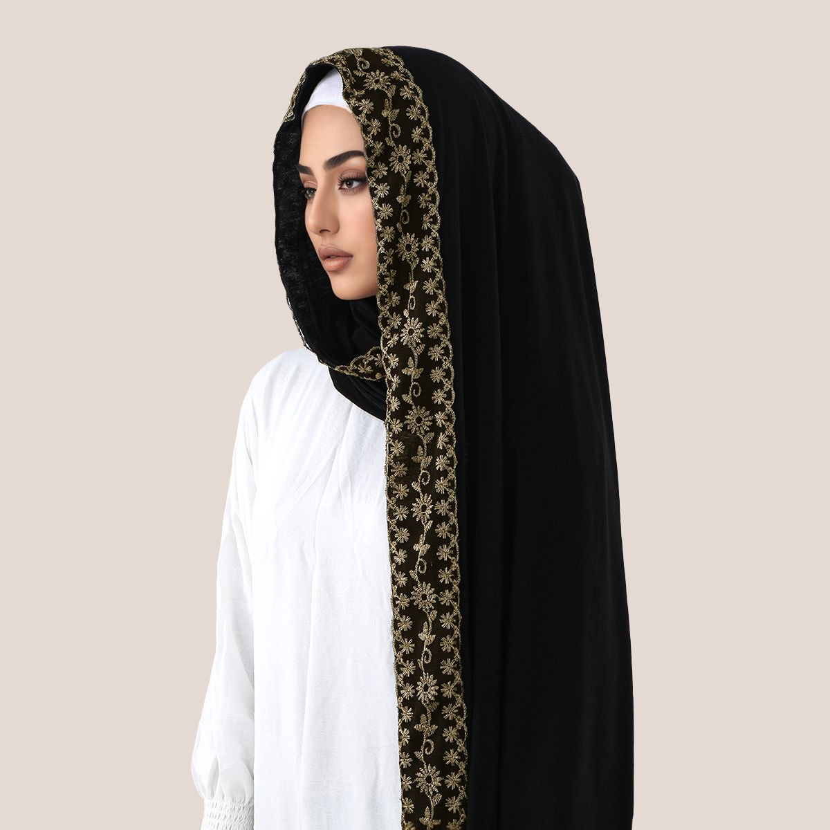 Lace Embroidery Cotton Jersey  - đánh giá và giá Head Wrap Turban