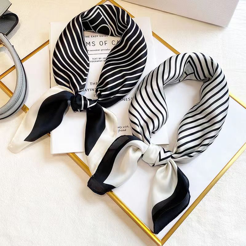 Fashion Square 70cm Black and  - đánh giá và giá Silk Tie Striped