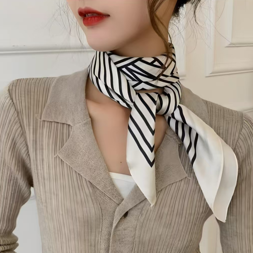 Fashion Square 70cm Black and  - đánh giá và giá Silk Tie Striped