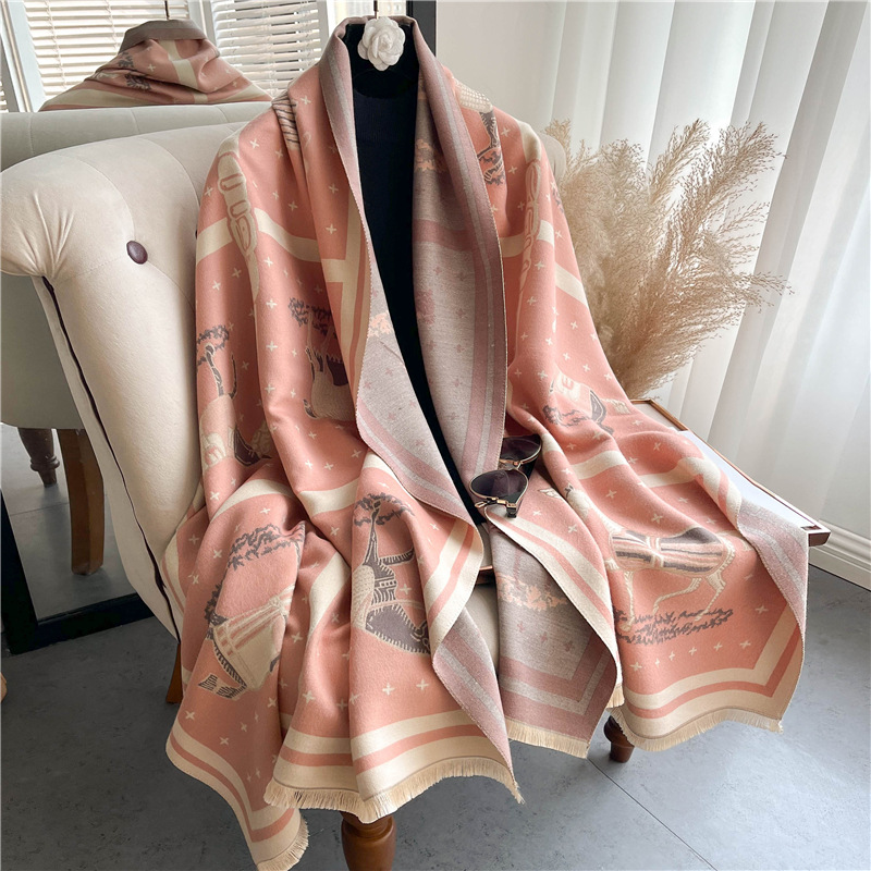 Luxury Horse Print Thick Cashm - đánh giá và giá Woven Scarf Blanket