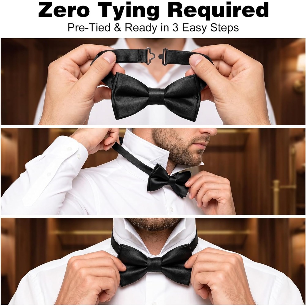 2-Piece Black Bow Ties, Pre-Ti - đánh giá và giá Bow Tie Pre Tied