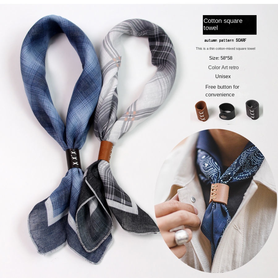 Men's Square Scarf with Button - đánh giá và giá Bandana Cotton