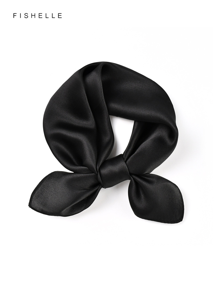 Solid color black pure silk sc - đánh giá và giá Silk Neck Scarf