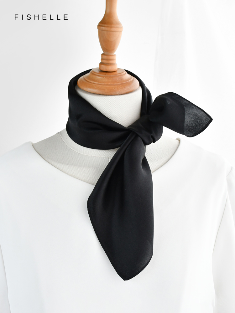 Solid color black pure silk sc - đánh giá và giá Silk Neck Scarf