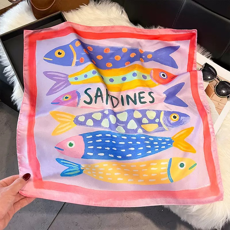 Fashion Fish Pattern Square Si - đánh giá và giá Face Scarf Mask