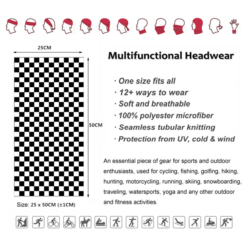 Checkered Ska Printed Headband - đánh giá và giá Neck Warmer Tube